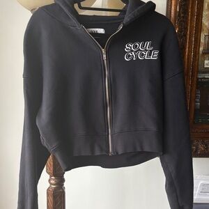 Soul cycle zip up hooded crop